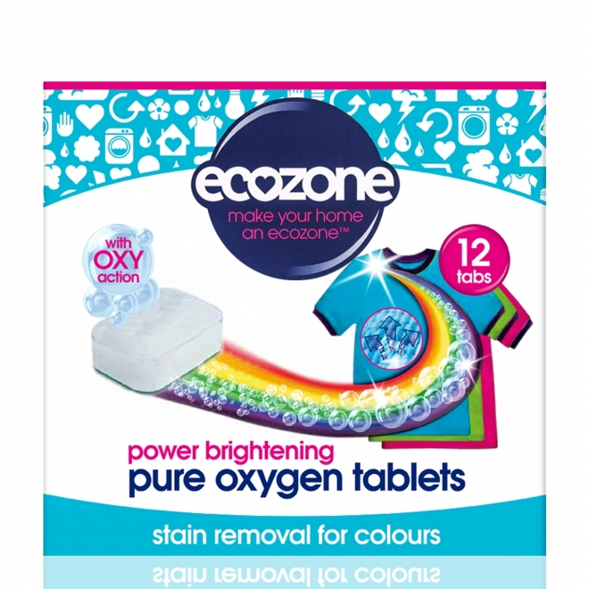 Tablete pe baza de oxigen activ pt stralucirea hainelor colorate si indepartarea petelor (rufe colorate) Ecozone - 12 bucati